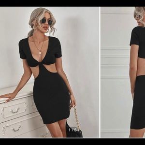 Plunging Neck Cut Out Dress
